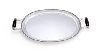 A GERMAN SILVER COLOURED TWIN HANDLED OVAL TRAY
