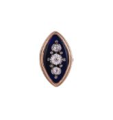 A GEORGE III DIAMOND AND ENAMEL PANEL RING, CIRCA 1800