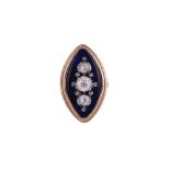 A GEORGE III DIAMOND AND ENAMEL PANEL RING, CIRCA 1800