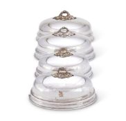 A CASED SET OF FOUR OLD SHEFFIELD PLATED GRADUATED MEAT DISH COVERS