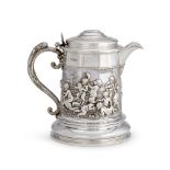 A VICTORIAN SILVER LIDDED TANKARD