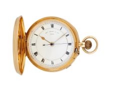 THOMAS RUSSELL & SON, LIVERPOOL, AN 18 CARAT GOLD KEYLESS WIND FULL HUNTER POCKET WATCH