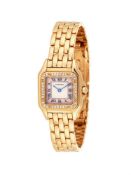 CARTIER, PANTHÈRE, A LADY'S 18 CARAT GOLD AND DIAMOND BRACELET WATCH