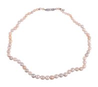 A NATURAL PEARL AND DIAMOND NECKLACE