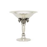 GEORG JENSEN, A DANISH SILVER COLOURED GRAPE PATTERN PEDESTAL BOWL