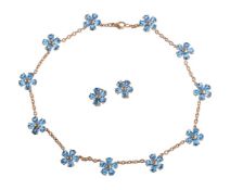 ENRICA CISLAGHI, A BLUE TOPAZ FORGET-ME-NOT NECKLACE AND EARRING SUITE