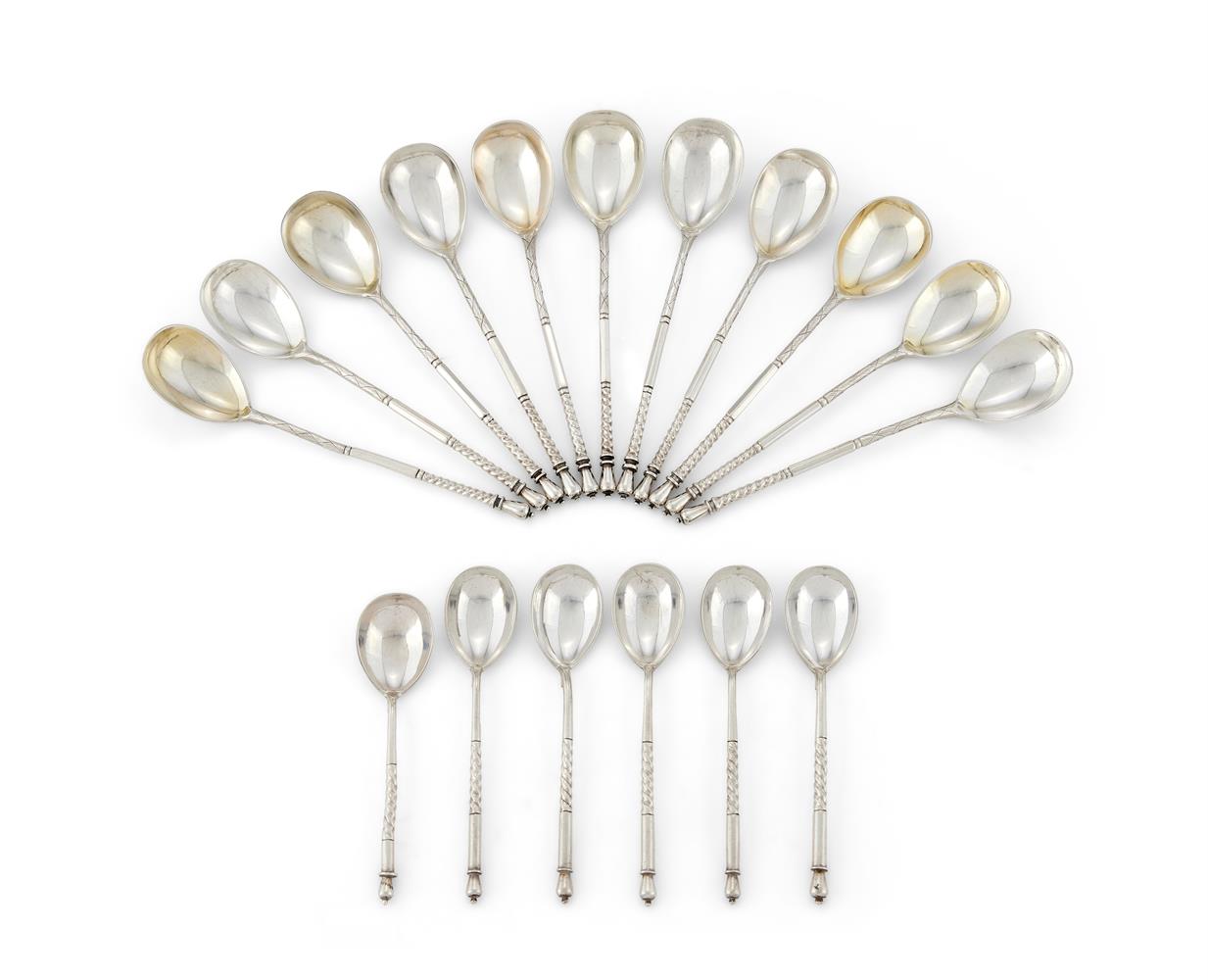 A SET OF ELEVEN RUSSIAN SILVER SPOONS