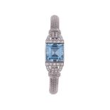 LOTOS, AN AQUAMARINE AND DIAMOND 1960S BRACELET