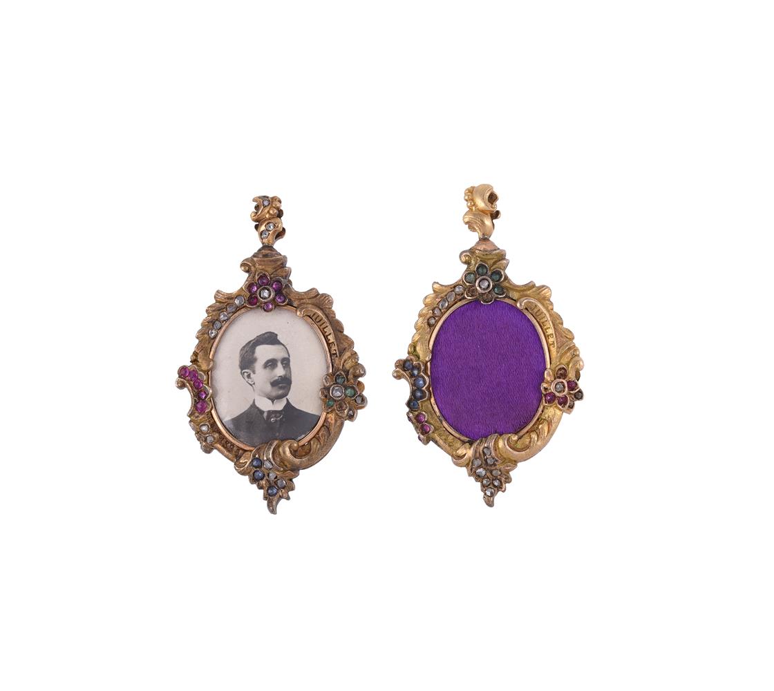 A PAIR OF LATE 19TH CENTURY GOLD AND GEM SET DOUBLE SIDED LOCKETS, CIRCA 1898 - Image 2 of 2