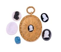 NELSON INTEREST: A GILT METAL PENDANT WITH TASSIE CAMEO OF NELSON AND A COLLECTION OF PASTE CAMEOS