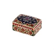 AN INDIAN, JAIPUR, RAJASTHAN ENAMEL, POLKI DIAMOND AND RUBY BOX FIRST HALF OF THE 20TH CENTURY