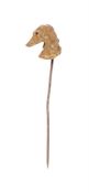 A LATE VICTORIAN GOLD GREYHOUND/WHIPPET HEAD STICK PIN