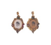 A PAIR OF LATE 19TH CENTURY GOLD AND GEM SET DOUBLE SIDED LOCKETS, CIRCA 1898