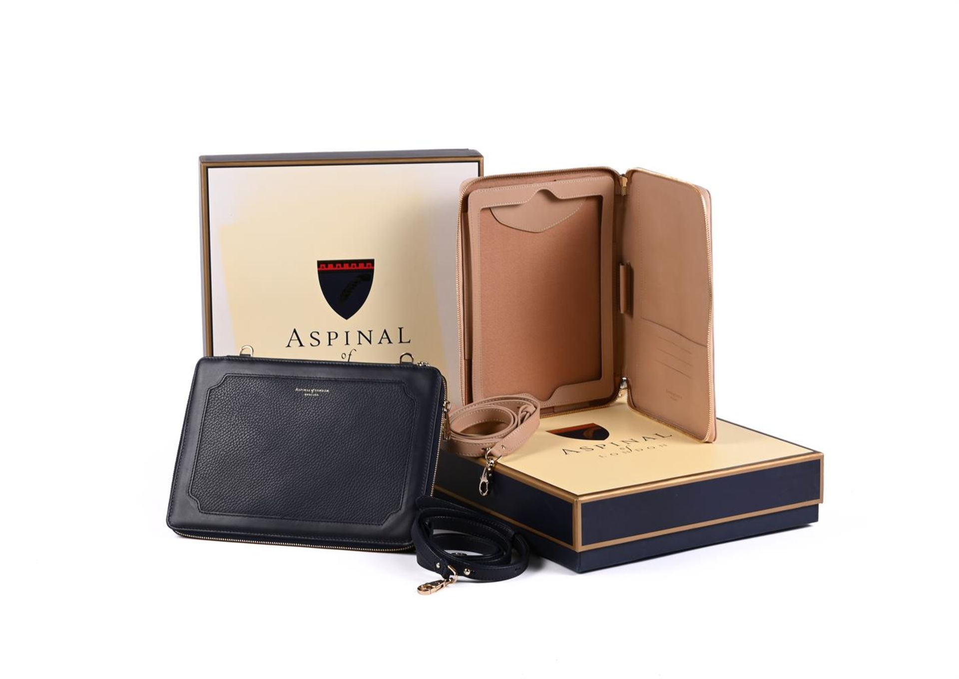 ASPINAL OF LONDON, A BLUE LEATHER I-PAD CASE