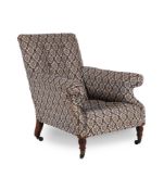 AN UPHOLSTERED ARMCHAIRBY HOWARD & SONS, LATE 19TH/EARLY 20TH CENTURY