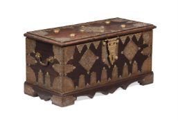 AN AFRICAN HARDWOOD AND BRASS MOUNTED CHEST, ZANZIBAR, LATE 19TH/EARLY 20TH CENTURY