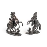 AFTER COUSTOU, A LARGE PAIR OF BRONZE MARLY HORSES, FRENCH, LATE 19TH CENTURY