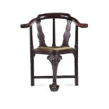 AN ANGLO CHINESE EXOTIC HARDWOOD CORNER CHAIR, 18TH/19TH CENTURY94cm high