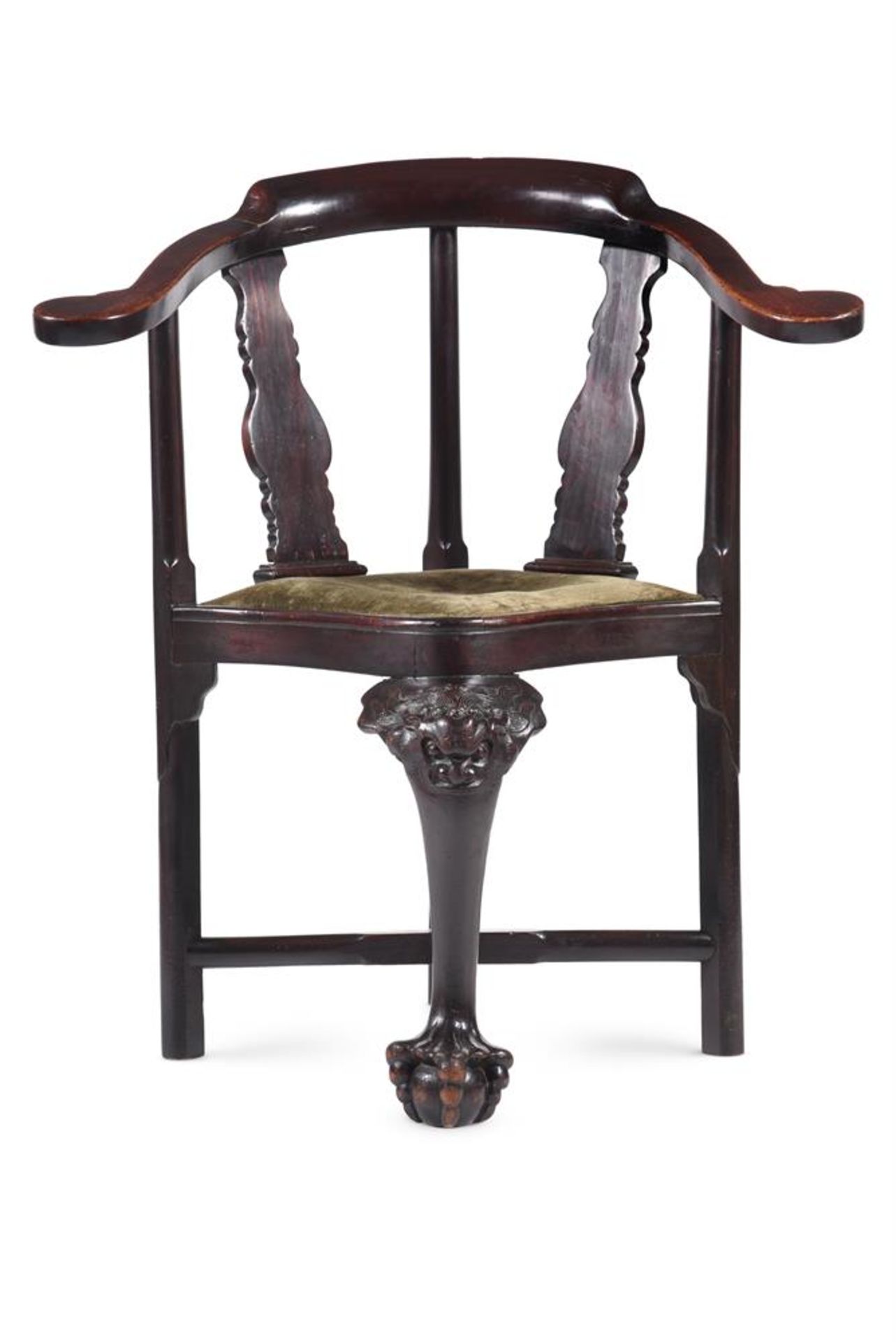 AN ANGLO CHINESE EXOTIC HARDWOOD CORNER CHAIR, 18TH/19TH CENTURY94cm high