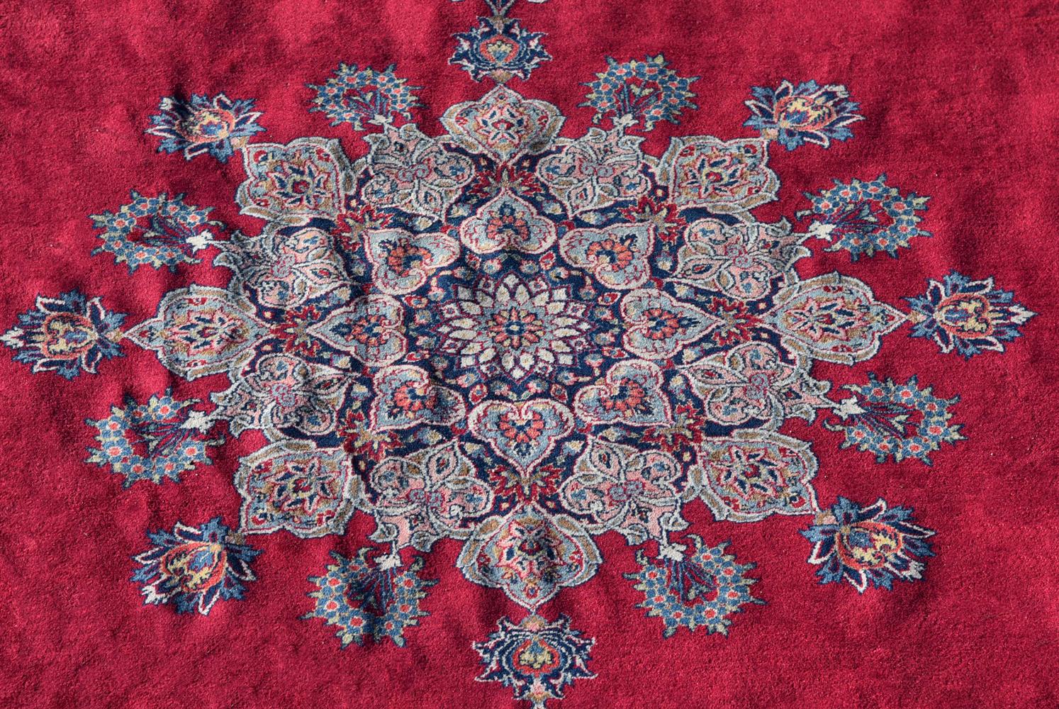 A PERSIAN CARPET, PROBABLY QUM, approximately 362 x 274cm - Image 2 of 3
