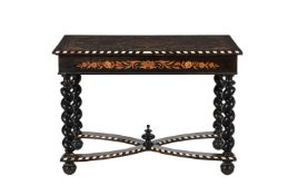 AN ITALIAN EBONISED, MARQUETRY AND BONE INLAID CENTRE TABLE, SECOND HALF 19TH CENTURY