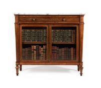 Y A GEORGE III ROSEWOOD, SATINWOOD CROSSBANDED AND MARBLE TOPPED PIER CABINET, CIRCA 1800