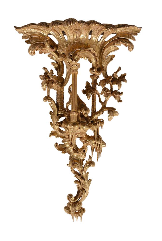 A PAIR OF GEORGE III GILTWOOD WALL BRACKETS, CIRCA 1760