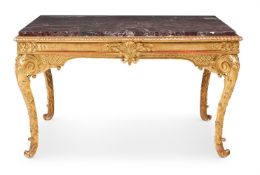 A CARVED GILTWOOD AND GESSO CENTRE TABLE, BY BEDEL & CIE, EARLY 20TH CENTURY