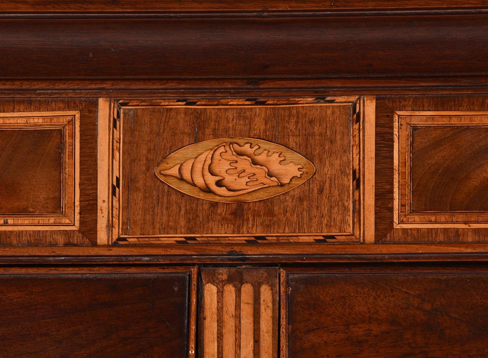 A GEORGE III FIGURED MAHOGANY AND INLAID CHEST ON CHEST, IN THE MANNER OF THOMAS SHERATON - Image 2 of 9