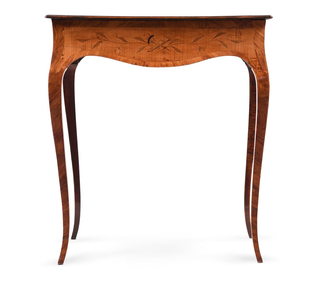 A GEORGE III HAREWOOD, WALNUT, AND MARQUETRY CENTRE TABLE, IN THE MANNER OF JOHN COBB, CIRCA 1775 - Image 3 of 4