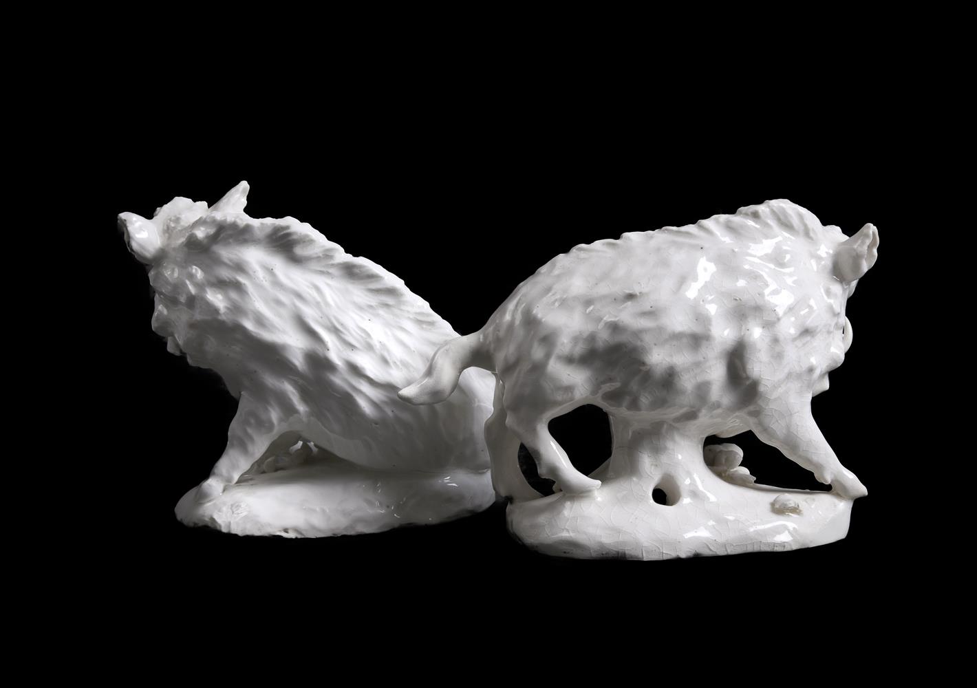 A PAIR OF DERBY WHITE PORCELAIN MODELS OF BOARS OF SO-CALLED 'DRY-EDGE' TYPE, CIRCA 1750-54 - Image 4 of 6