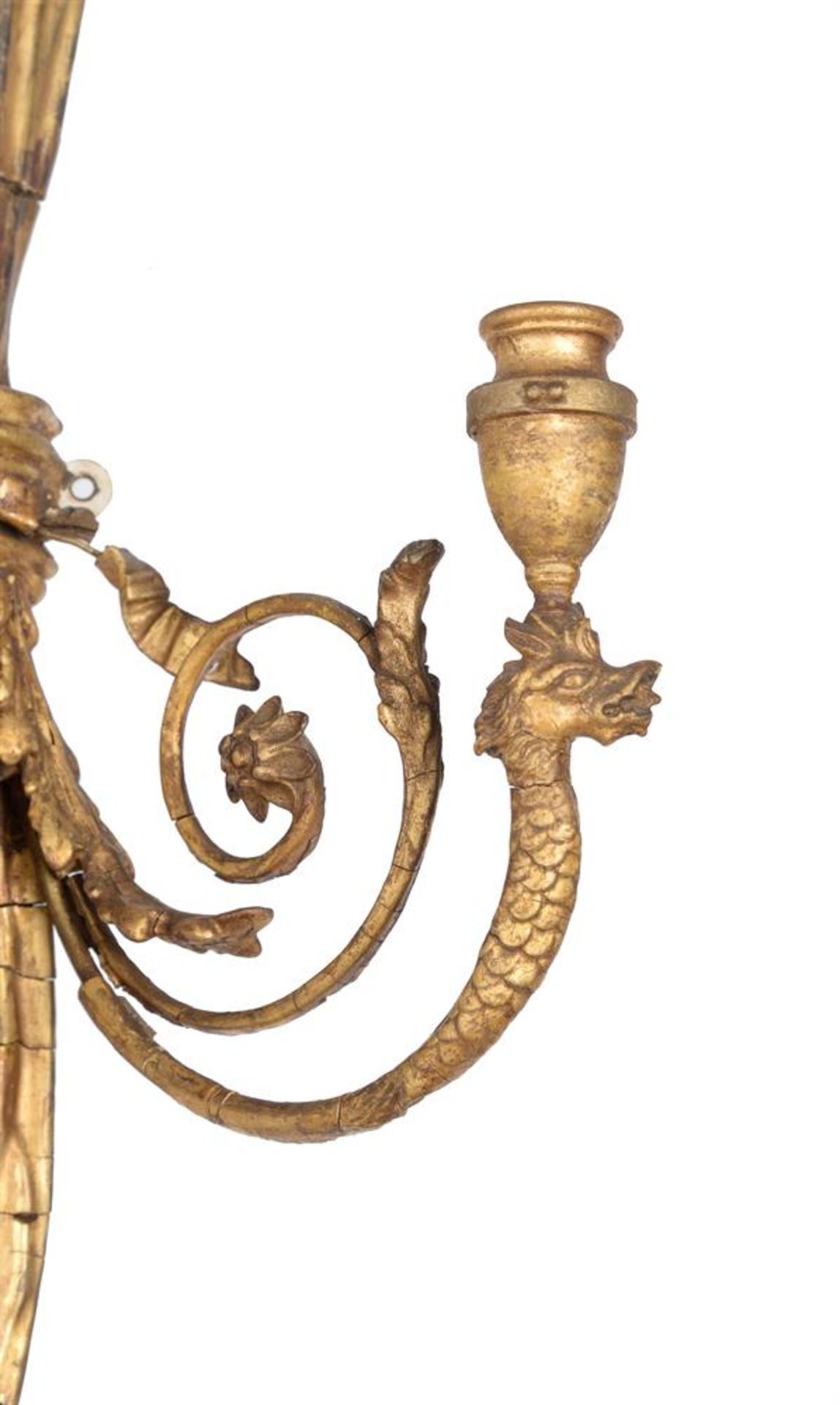 A PAIR OF GEORGE III GILT GESSO THREE-BRANCH WALL LIGHTS, EARLY 19TH CENTURY - Image 3 of 3