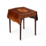 A GEORGE III MAHOGANY, SATINWOOD AND MARQUETRY PEMBROKE TABLE, ATTRIBUTED TO MAYHEW & INCE