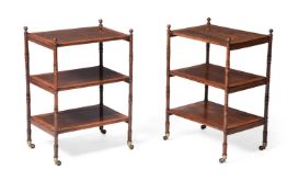 Y A PAIR OF ROSEWOOD AND MAHOGANY ETAGERES, SECOND QUARTER 19TH CENTURY