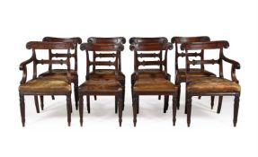 A SET OF EIGHT GEORGE IV MAHOGANY DINING CHAIRS, IN THE MANNER OF GILLOWS, CIRCA 1825