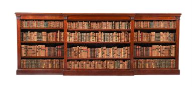 A MAHOGANY BREAKFRONT OPEN BOOKCASE, 19TH CENTURY AND LATER