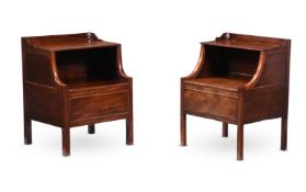 A MATCHED PAIR OF GEORGE III MAHOGANY BEDSIDE TABLES, LATE 18TH CENTURY