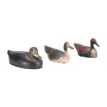 THREE PAINTED WOOD DECOY DUCKS, 20TH CENTURY