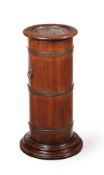 A MAHOGANY AND BRASS BOUND STICK STAND, SECOND HALF 19TH CENTURY
