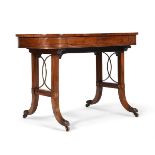 Y A GEORGE III ROSEWOOD AND BRASS INLAID LIBRARY WRITING TABLE, ATTRIBUTED TO GEORGE OAKLEY