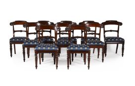 Y A SET OF TEN WILLIAM IV ROSEWOOD DINING CHAIRS, IN THE MANNER OF GILLOWS, CIRCA 1830