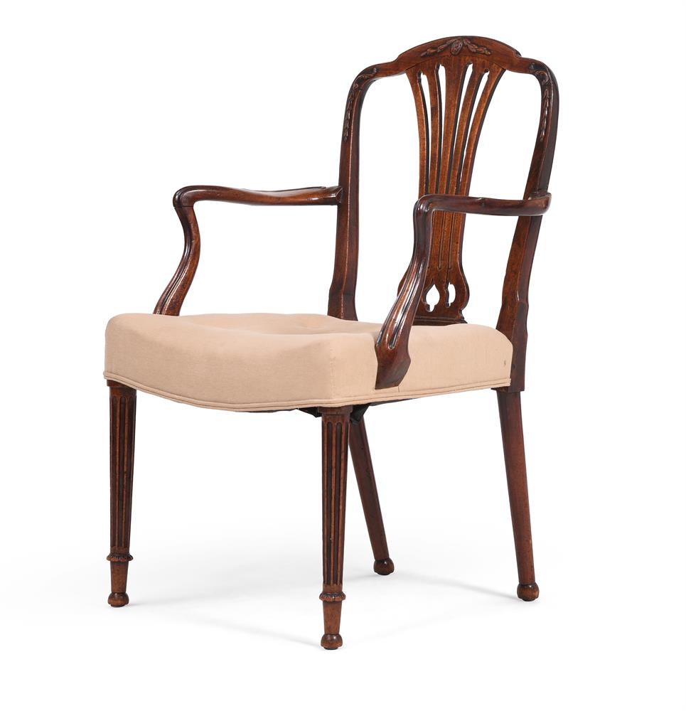 A GEORGE III MAHOGANY ARMCHAIR, AFTER A DESIGN BY GEORGE HEPPLEWHITE - Image 2 of 5