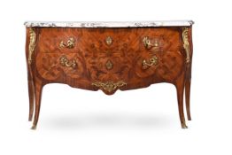 Y A TULIPWOOD, PALISANDER AND GILT METAL MOUNTED SERPENTINE COMMODE, IN LOUIS XV STYLE, 20TH CENTURY