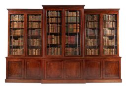 A REGENCY MAHOGANY BREAKFRONT LIBRARY BOOKCASE, EARLY 19TH CENTURY