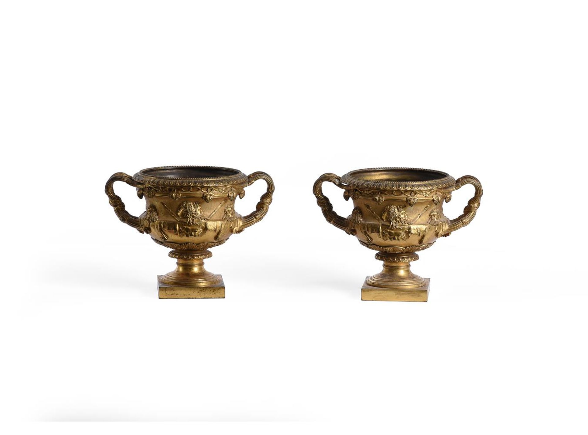 A PAIR OF GRAND TOUR ORMOLU WARWICK VASES, THIRD QUARTER OF THE 19TH CENTURY