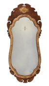 A PAIR OF WALNUT AND GILT GESSO WALL MIRRORS, IN GEORGE I STYLE, LATE 19TH/EARLY 20TH CENTURY