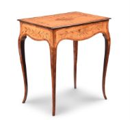 A GEORGE III HAREWOOD, WALNUT, AND MARQUETRY CENTRE TABLE, IN THE MANNER OF JOHN COBB, CIRCA 1775