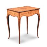 A GEORGE III HAREWOOD, WALNUT, AND MARQUETRY CENTRE TABLE, IN THE MANNER OF JOHN COBB, CIRCA 1775