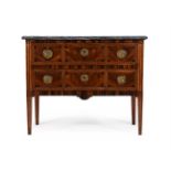 AN ITALIAN FIGURED WALNUT, COROMANDEL, AND INLAID COMMODE, PROBABLY MILAN, CIRCA 1790