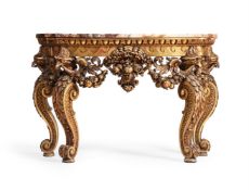 A GILTWOOD AND MARBLE CONSOLE TABLE, IN THE MANNER OF WILLIAM KENT, 20TH CENTURY